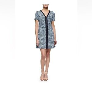 EUC Tory Burch Womens Geometric Print ZIP Front Ponte Dress Blue Size Xsmall